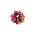 Kristall Strass Pailletten Blumen Aufnäher für Kleidung Dekoration Handgemacht Zubehör. - 4CM Durchmesser / Rot-Orange Farbverlauf