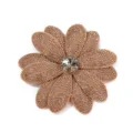 Rhinestone flower patch brooch accessory sparkling crystal DIY clothing bag shoe decor. - Light Coffee