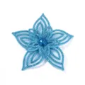 Blue rhinestone flower applique detail shot for DIY crafts apparel decoration. - Lake Blue