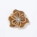 Strass Blumen Aufnäher 3D Strass Applikation für DIY Kleidung Dekoration Accessoires. - Hellkaffee