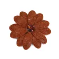 Brown rhinestone flower shoe patch detail close-up sparkling crystal accessory decor - Coffee