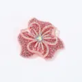 Exquisiter rosa Strass-Blumenaufnäher mit funkelnden Kristall-Details für DIY-Kleidung. - Rosa