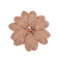Close-up detail of the sparkling rhinestone flower patch accessory, shiny crystal center. - Light Red