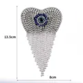 Gedetailleerd overzicht van strass boze oog hart patch met franjes, 13.5x8cm voor knutselen. - Maat 11