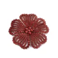 Red rhinestone flower shoe charm crystal camellia hair clip sparkly 3D garment accessory. - Wine Red