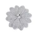 Glitzernde Strass Blumen Aufnäher Kristall Brosche DIY Kleidung Schuh Accessoire Detail - Weiß