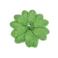 Detailed close-up of green rhinestone flower patch, sparkling crystal center for DIY crafts. - Light Green