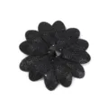 Detailed close-up of black rhinestone flower patch, sparkling crystal design for DIY shoe items. - Black