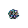 Kristall Strass perlenbesetzte Pailletten Blume Bekleidungszubehör Detailansicht funkelnd. - 4CM Durchmesser / bunt