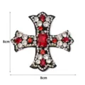 Handgefertigte Strass Kreuz Aufnaeher fuer Kleidung DIY Zubehoer Nahaufnahme Ansicht 8cm - Stil 1 / Rot