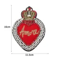 Kronenherz Strass Perlen Stickerei Aufnäher für DIY Kleidung Zubehör 16x11.5 cm - 2#