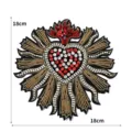 Exquisites besticktes heiliges Herz Patch mit Kristall-Strasssteinen und Metallic-Details. - 3#