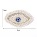 Handgemachter Perlen-Flicken mit Strass und bösem Auge, 5x9 cm DIY Textil-Zubehör. - Perlenauge / Weiß