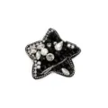 Schwarzer funkelnder Stern-Aufnäher mit Perlen und Strass für Kleidung und Taschen - Stil 3