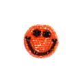 Handgemachter perlenbestickter Smiley-Aufnäher Detail, funkelnde orange Kristalle für DIY Kleidung. - S / Orange