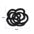 Schwarze Perlen Kamelie Blumen Stoff Aufnäher DIY handgemachte Dekoration Applikation für Kleidung. - Perlen-Stil / S / Schwarz