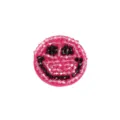 Handcrafted beaded smiley face patch DIY clothing accessory embroidered patch appliques - S / Pink