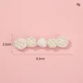 Handmade white pearl cheongsam frog button Chinese traditional apparel accessory 6.3cm - Style 2