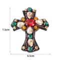 Handgemachter perlenbesetzter Strass Kreuz Aufnaeher DIY Kleidung Dekoration 7.5x6.5cm - Stil 1