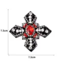 Handgefertigter, perlenbesetzter Kreuz-Stoffaufnäher mit rotem Kristall für DIY-Kleidungsaccessoires. - 2#