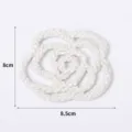 Handgemachte weiße Perlen Kamelie Blumen Applikation für DIY Kleidung Schuhe Accessoires - Perlen-Stil / L / Gebrochenes Weiß