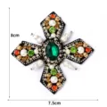 Handgemachte Perlen Strass Kreuz Aufnäher DIY dekorative Applikation für Kleidung 8x7.5cm - 4#