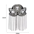 Rhinestone Tassel Epaulet Suit Dress Shoulder Badge DIY Clothing Accessory Patch 21x13cm - Style 7 Without Brooch Pin