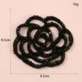 Black beaded camellia flower patch DIY handmade accessory for clothing hats bags 8.5cm - Crystal Style / L / Black