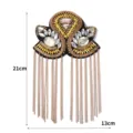 Rhinestone Tassel Shoulder Epaulet Black Gold Suit Dress Decorative Patch Accessory - Style 8 Without Brooch Pin