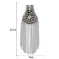 Silver tassel shoulder epaulet metal fringe badge for suit stage costume accessory 23x7cm - Style 10 Without Brooch Pin