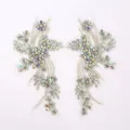 Handgemaakte strass kant applicatie paar voor DIY bruidsjurk kleding accessoires patch decoratie - AB Wit