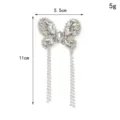Parche de mariposa de estrás plateado con cadenas colgantes, accesorio DIY 5.5x11cm - Cadena Larga de Mariposas