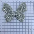 Parche Mariposa Estrás Plateado DIY Accesorio de Ropa Aplicación Cristal Brillante - Mariposa De Doble Capa Sin Borla