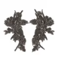 Paar handgemaakte kralen strass kant applicatie, donkergrijze bloemen patch voor DIY kleding. - Grijs