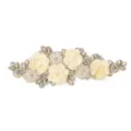 Exquisite 3D floral embroidery patch with rhinestones, perfect for wedding dress DIY crafts. - Style 17 (Beige)