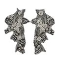Handgemaakte zwarte kanten applicatie patches met strass voor trouwjurk DIY naaien. - Zwart met Wit