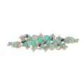 Teal floral beaded lace applique patch DIY fabric trim for wedding dress hat decor - Style 14