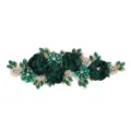 Dark green 3D flower embroidery patch with sparkling rhinestones for apparel and wedding dress. - Style 18 (Dark Green)