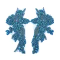 Handgemaakte kraal kant patch blauwe paar kleding accessoire diy trouwjurk applicatie - Meerblauw