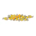 Yellow 3D floral lace applique with beads and rhinestones for DIY dress hat decoration. - Style 16