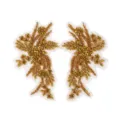 Handgemaakte gouden kralen strass kant paar bloem applicaties voor DIY trouwjurk accessoires. - Goudgeel