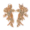 Exquisite gouden kraal kristal kant appliqué patch voor trouwjurk kleding DIY - Gouden Champagne
