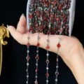 DIY catena di perline in vetro rosso 6mm metallo nero materiale per creare gioielli - Nero Fucile