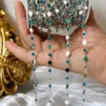Catena in metallo con strass di diamante accessori fai da te, vista dettagliata di cristalli. - Argento Spesso Strass Blu