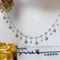 DIY Catena di nappe in cristallo verde rifinitura frangia per abbigliamento artigianale - Catena di Trapano in Vetro Verde Chiaro Ciondolo a Tre Artigli / oro kc