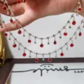Catena con nappe multistrato DIY con strass di cristallo rosso per creazioni di gioielli. - Oro KC ad alta ritenzione del colore