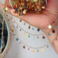 Catena metallica fiori colorati strass DIY per bracciali collane creazione di gioielli - Oro KC a Forte Conservazione del Colore