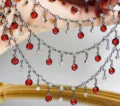 Catena nappa strass cristallo rosso metallo canna di fucile lavorazione artigianale dettaglio - Alta Ritenzione del Colore Nero Cannone