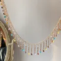 Catena con nappe in metallo dorato DIY con zirconi colorati per gioielli di abbigliamento. - oro kc