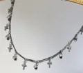 Catena croce accessorio DIY bastone piatto strass pendente nappa gioielli dettaglio - Croce di Cristallo Bianco / Canna di fucile